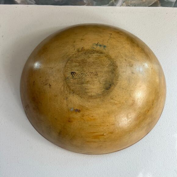 Munising Dough Bowl Wooden Hand Turned 11.5 in Vintage Rustic - Picture 6 of 9